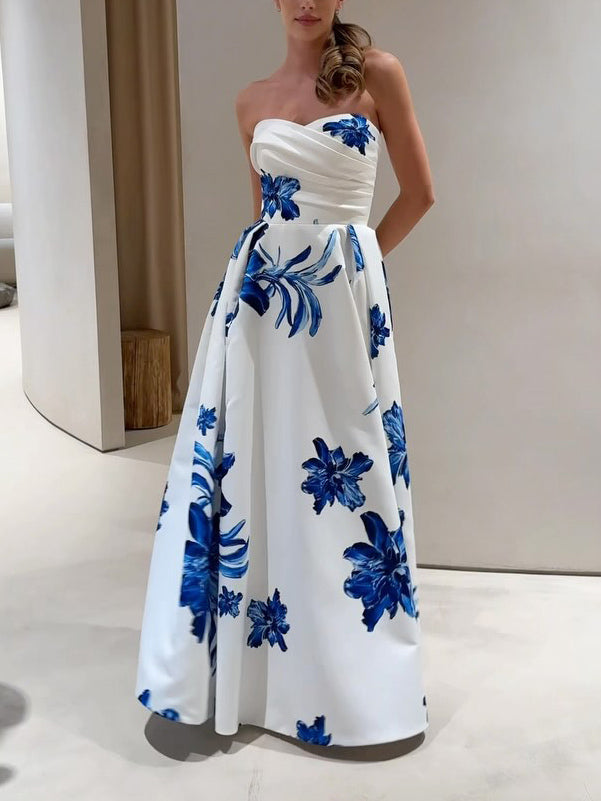 Ruffled Off-Shoulder Floral Maxi Dress