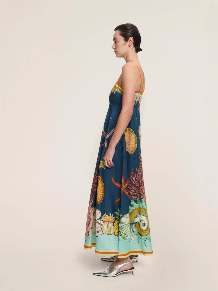 Graffiti Print Linen Tank Dress
