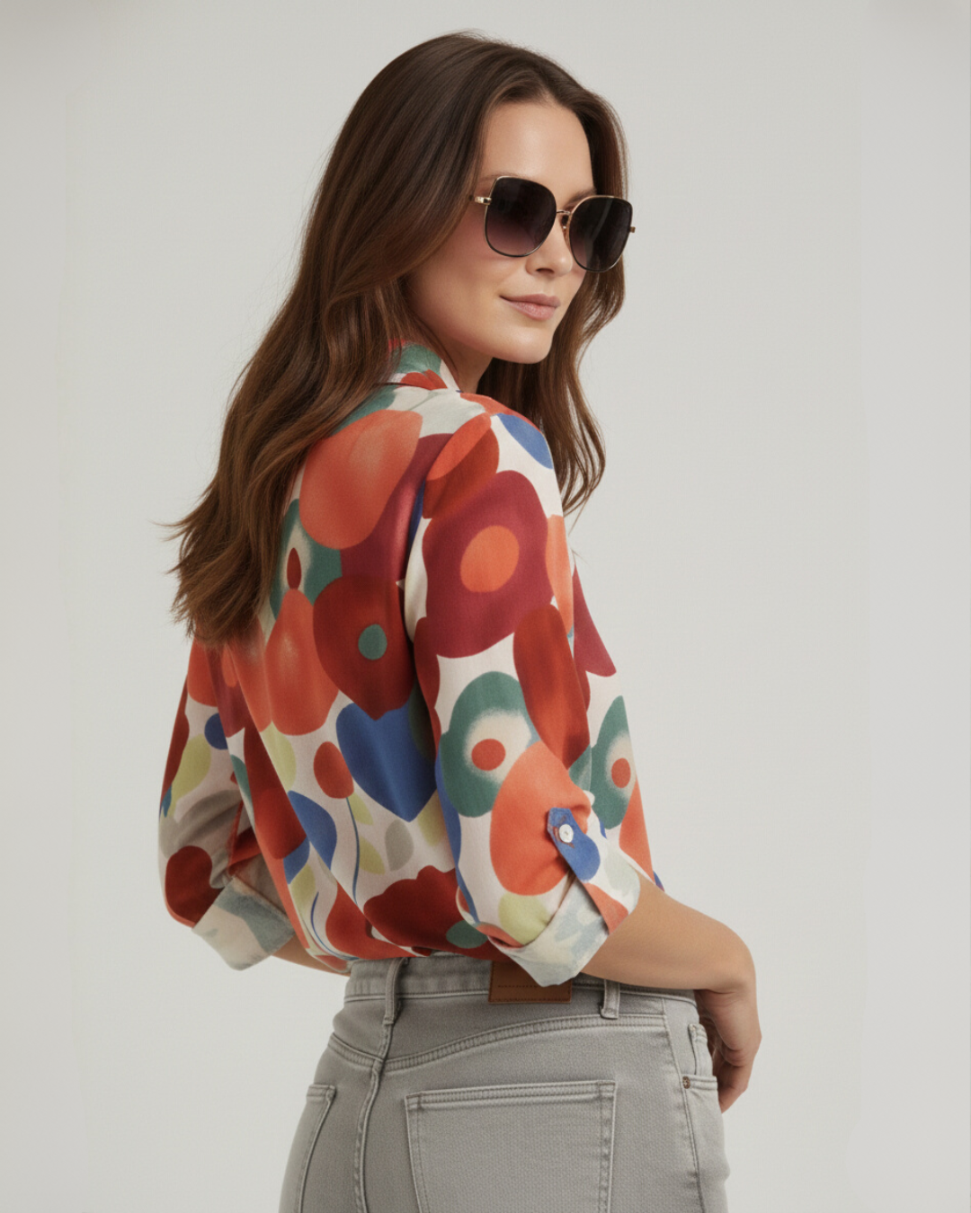 Floral Print Button-Down Blouse