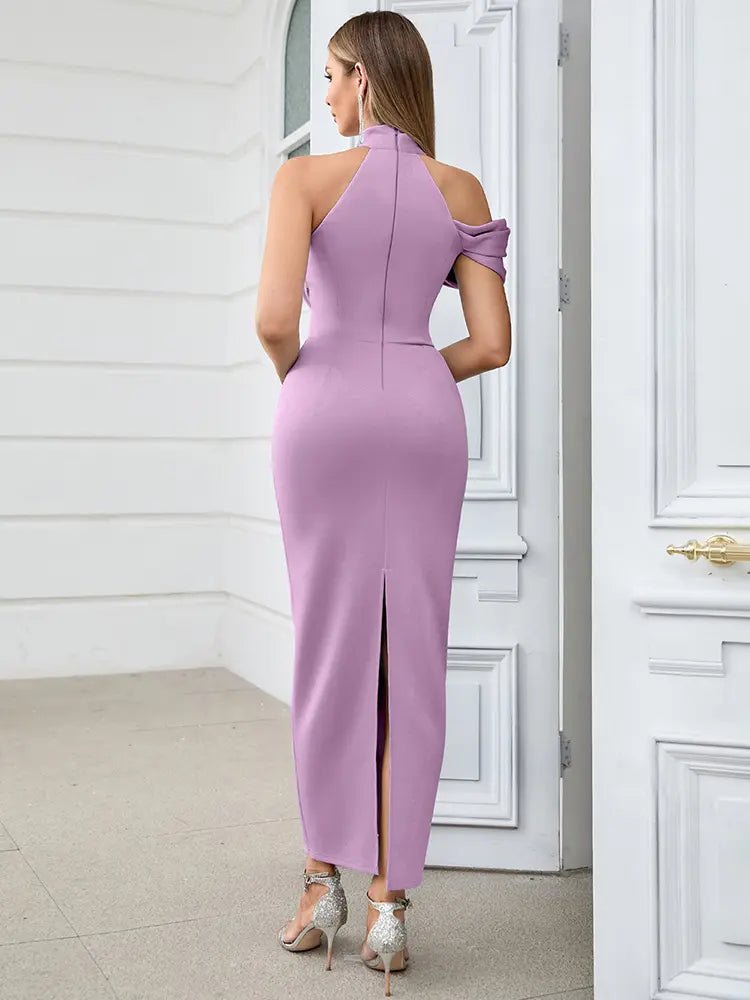 Halter Neck Asymmetrical Dress