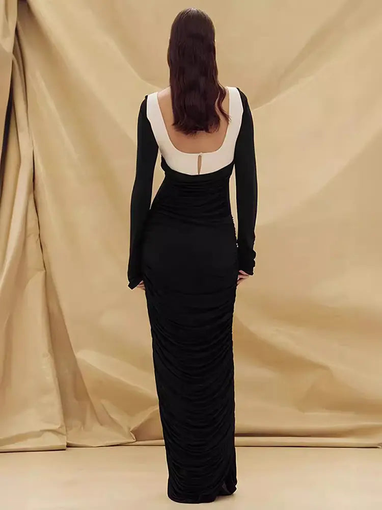 Strapless Long Sleeve Gown Dress