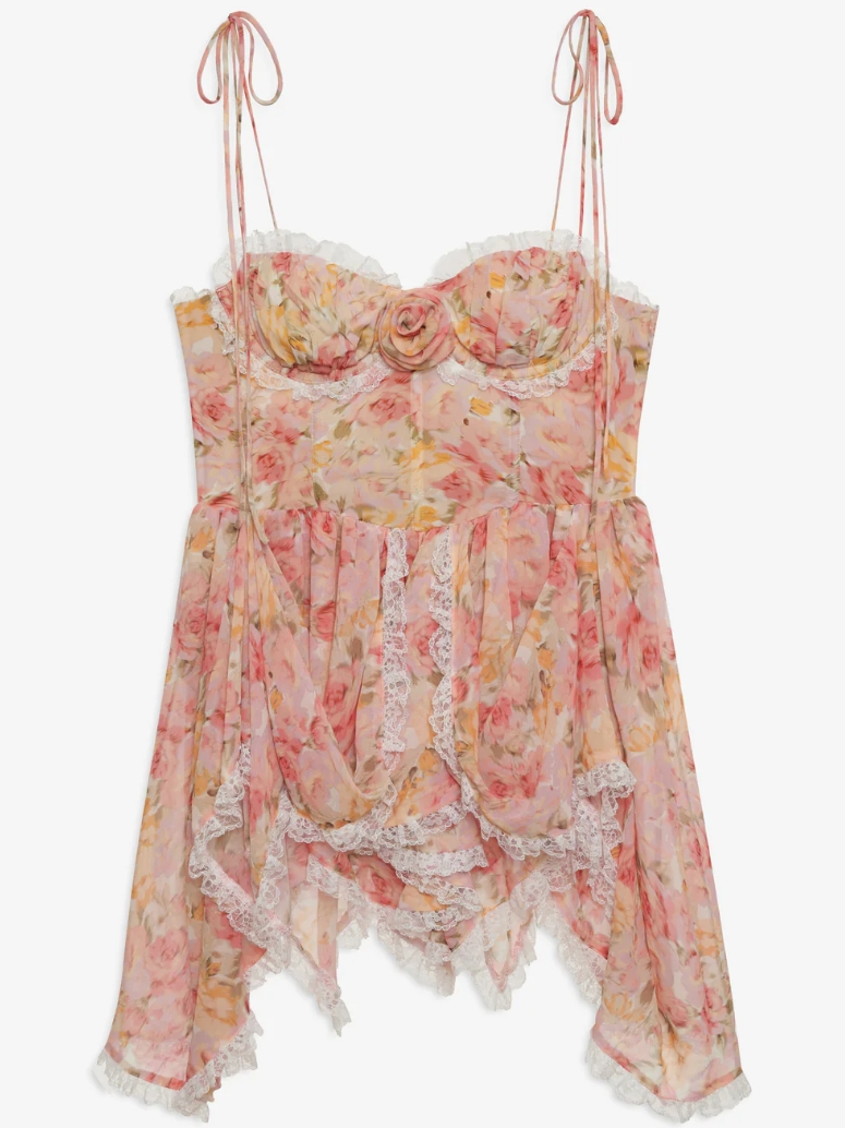 Floral Asymmetrical Mini Dress