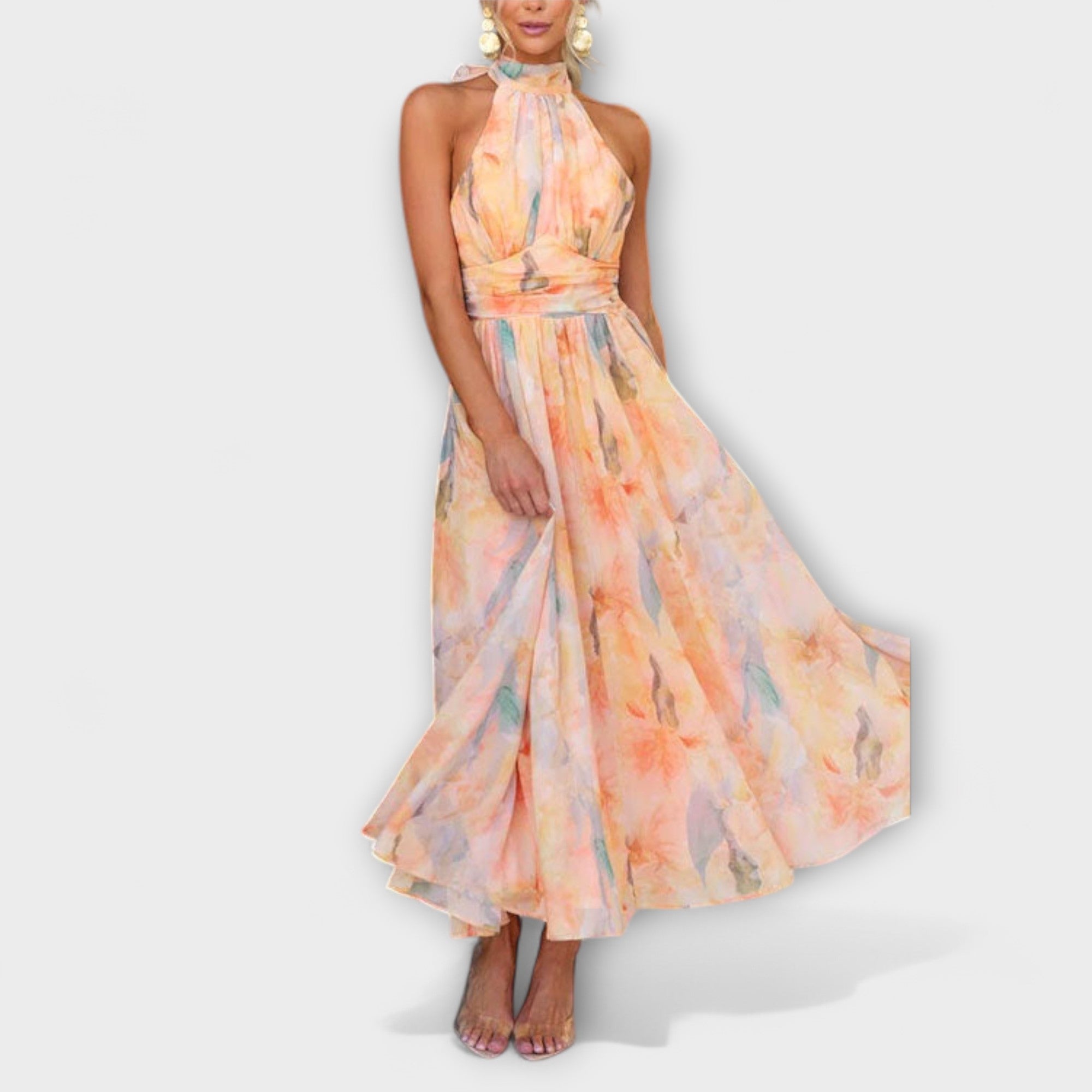 Halter Watercolour Maxi Dress