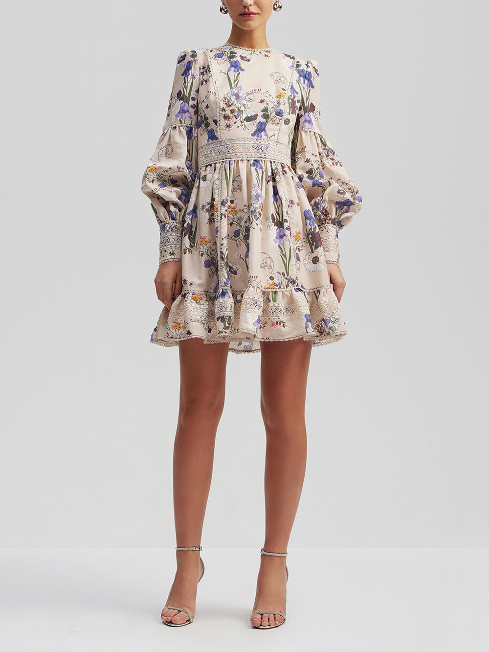 Floral Balloon Sleeve Mini Dress