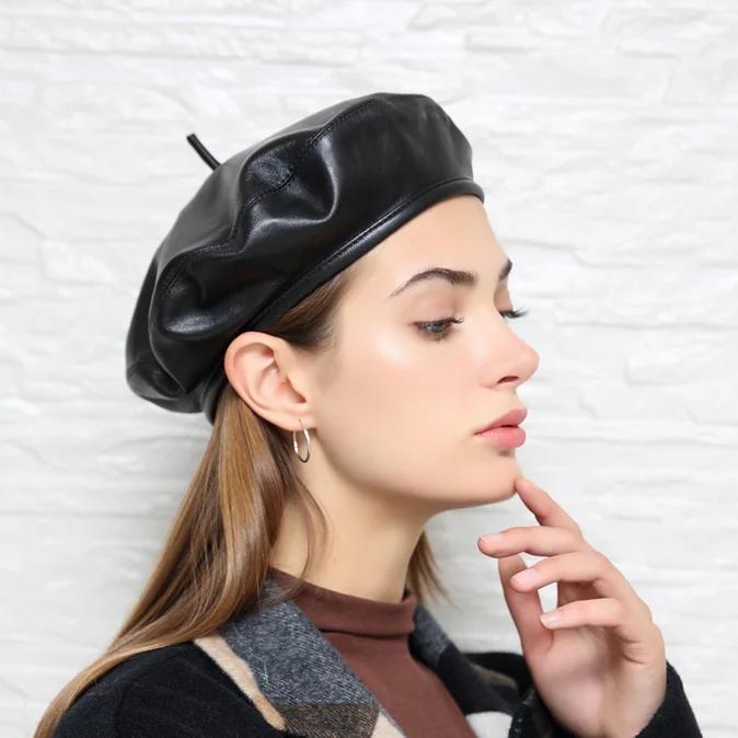Leather-Look Slouch Beret