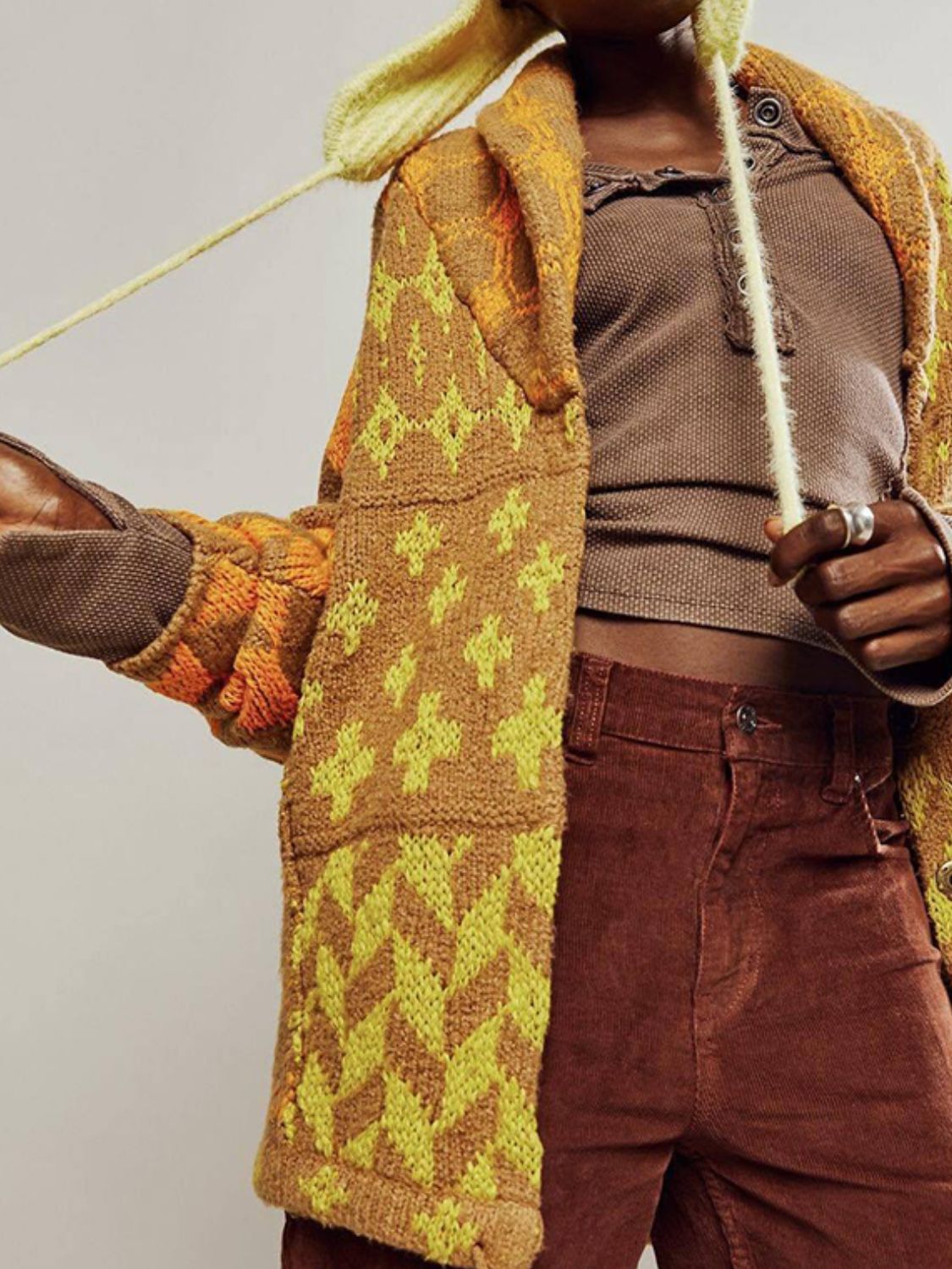 Oversized Jacquard Knit Cardigan