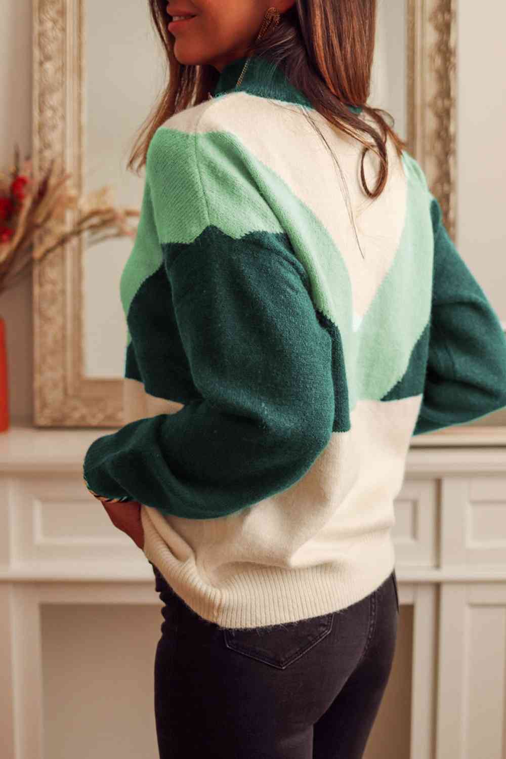Chevron Knit Henley Jumper