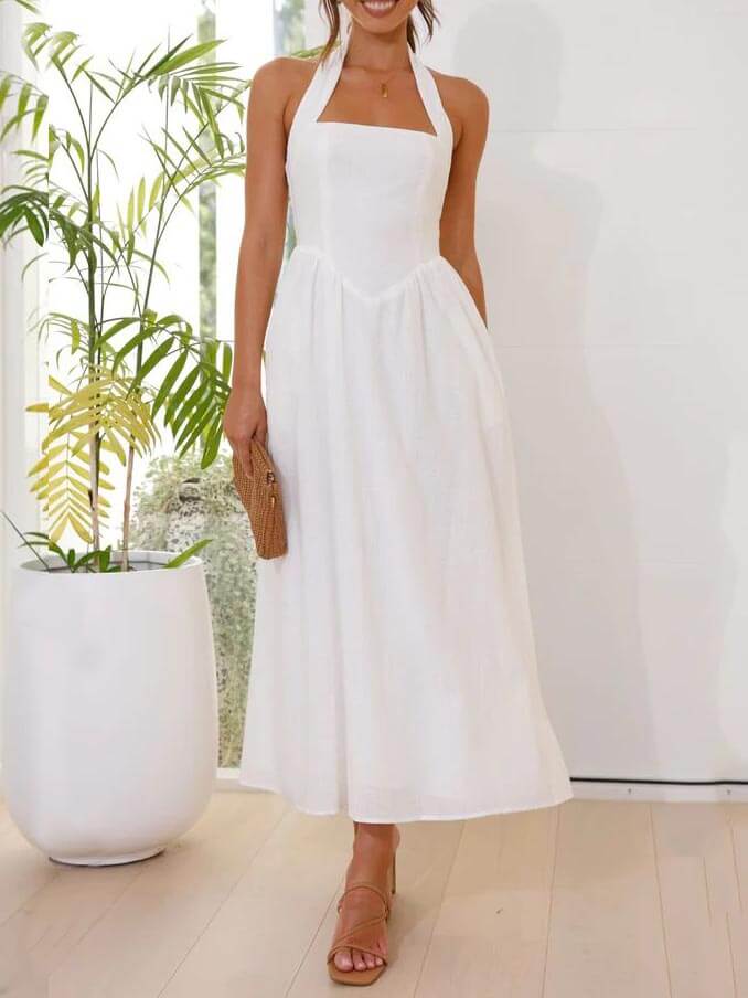 Fitted Bodice Halter Dress