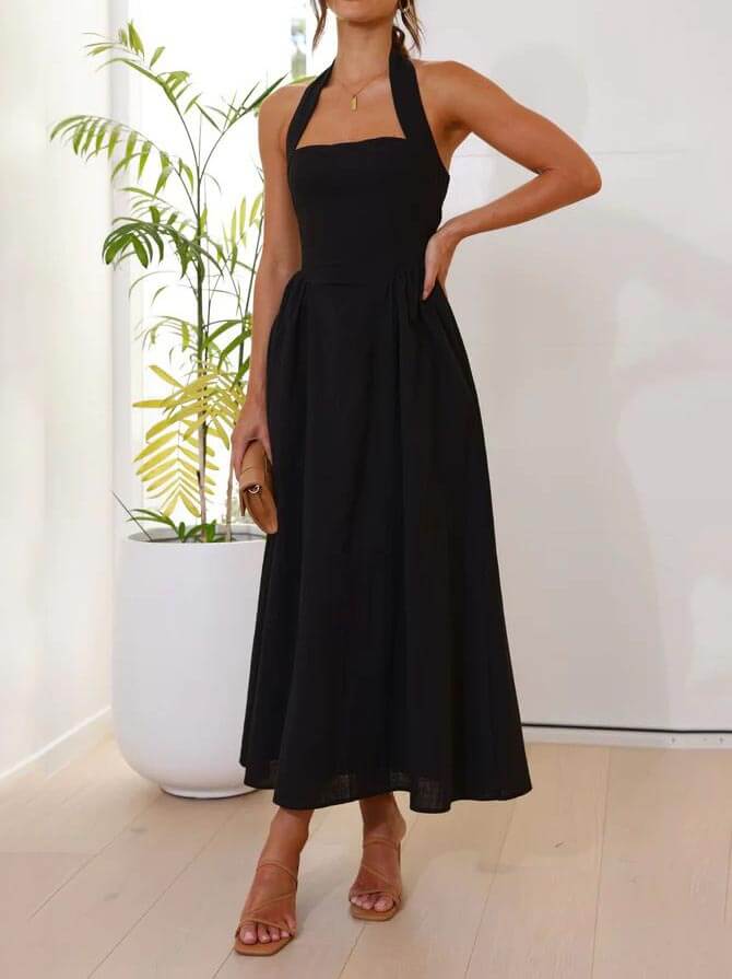 Fitted Bodice Halter Dress