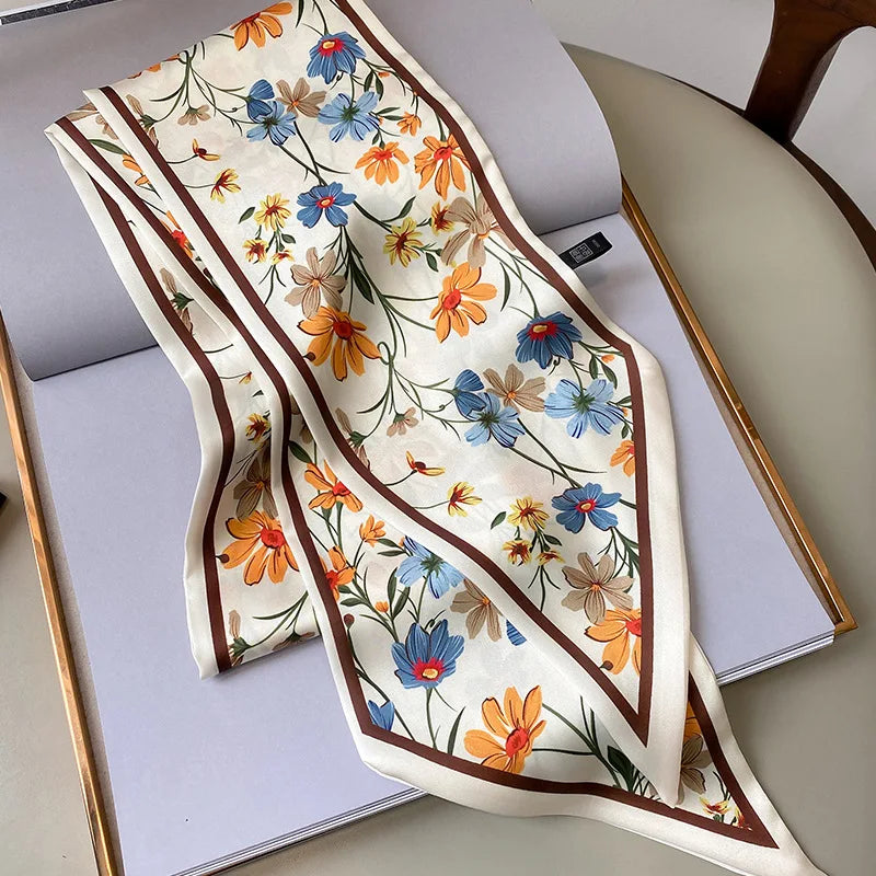 Wildflower Print Silk-Feel Scarf