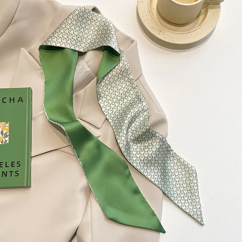 Sage Print Skinny Scarf