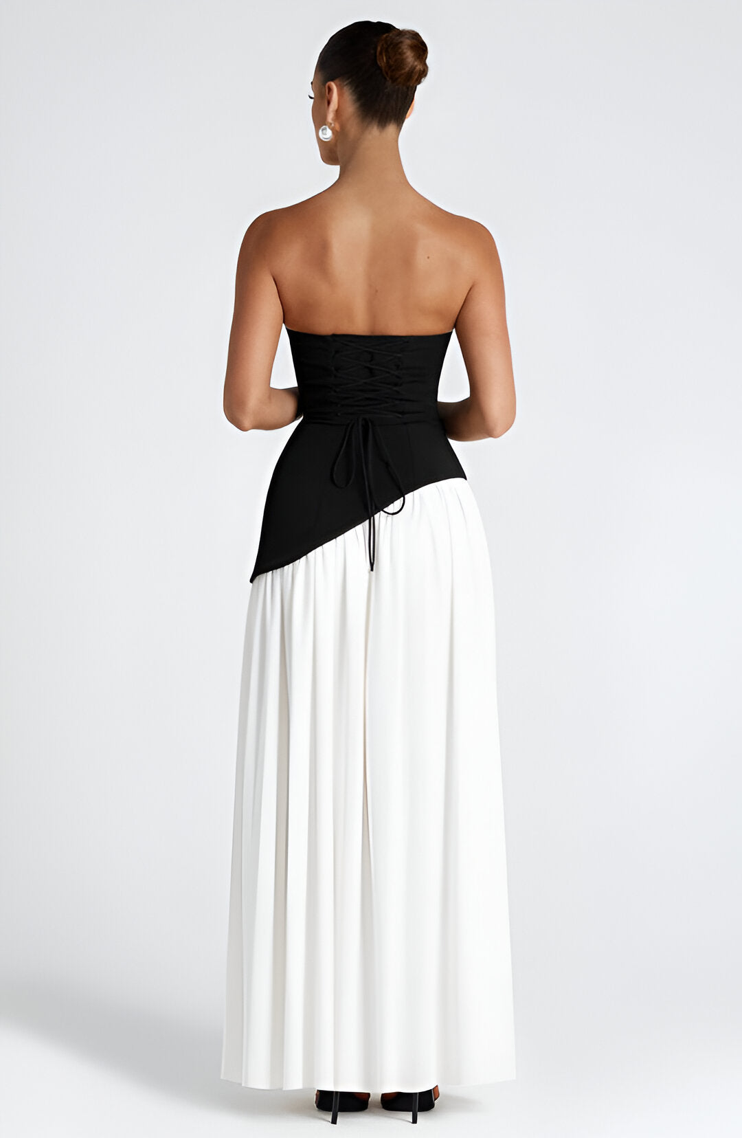 Strapless High Slit Scarf Maxi Dress