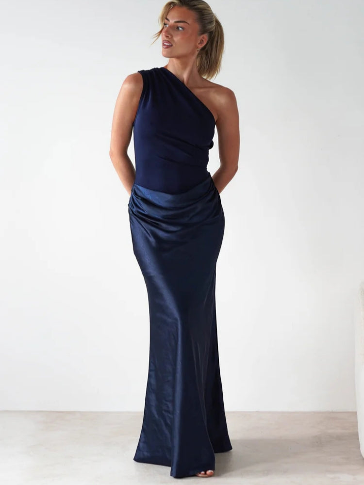 Asymmetric Diagonal Seam Cocktail Dress