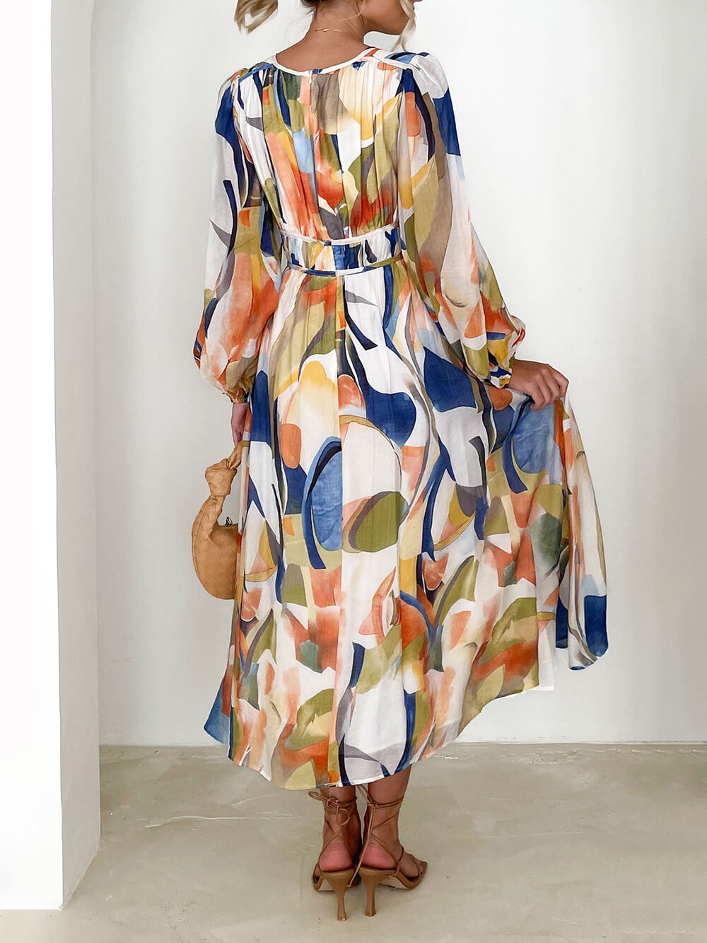 Geometric Print Maxi Dress