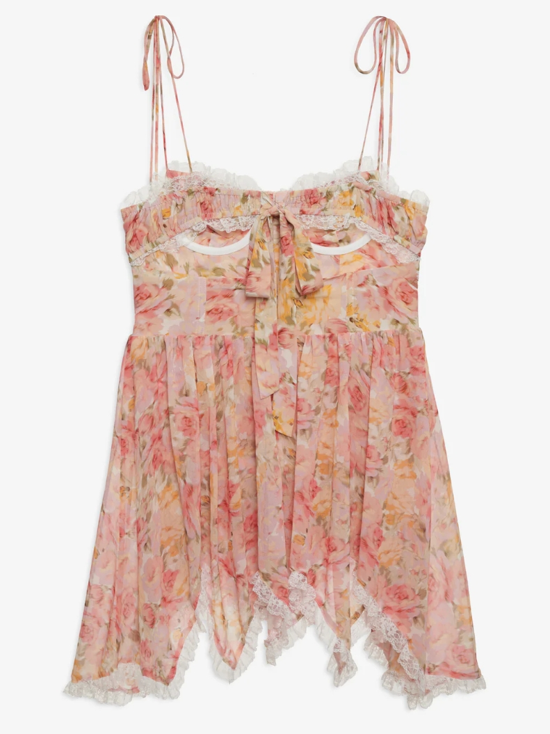 Floral Asymmetrical Mini Dress