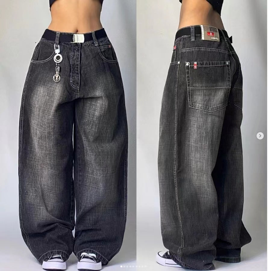 Baggy Distressed Wide-Leg Jeans