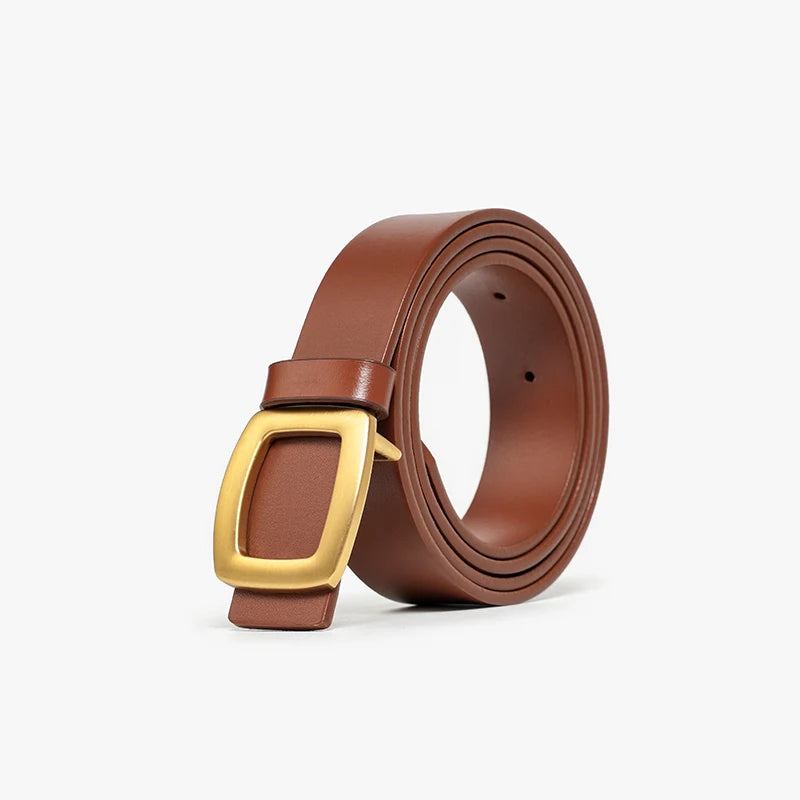 Square Buckle Leather Belt