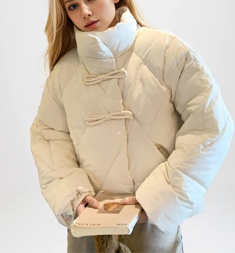 Cropped Bow Puffer Jacket