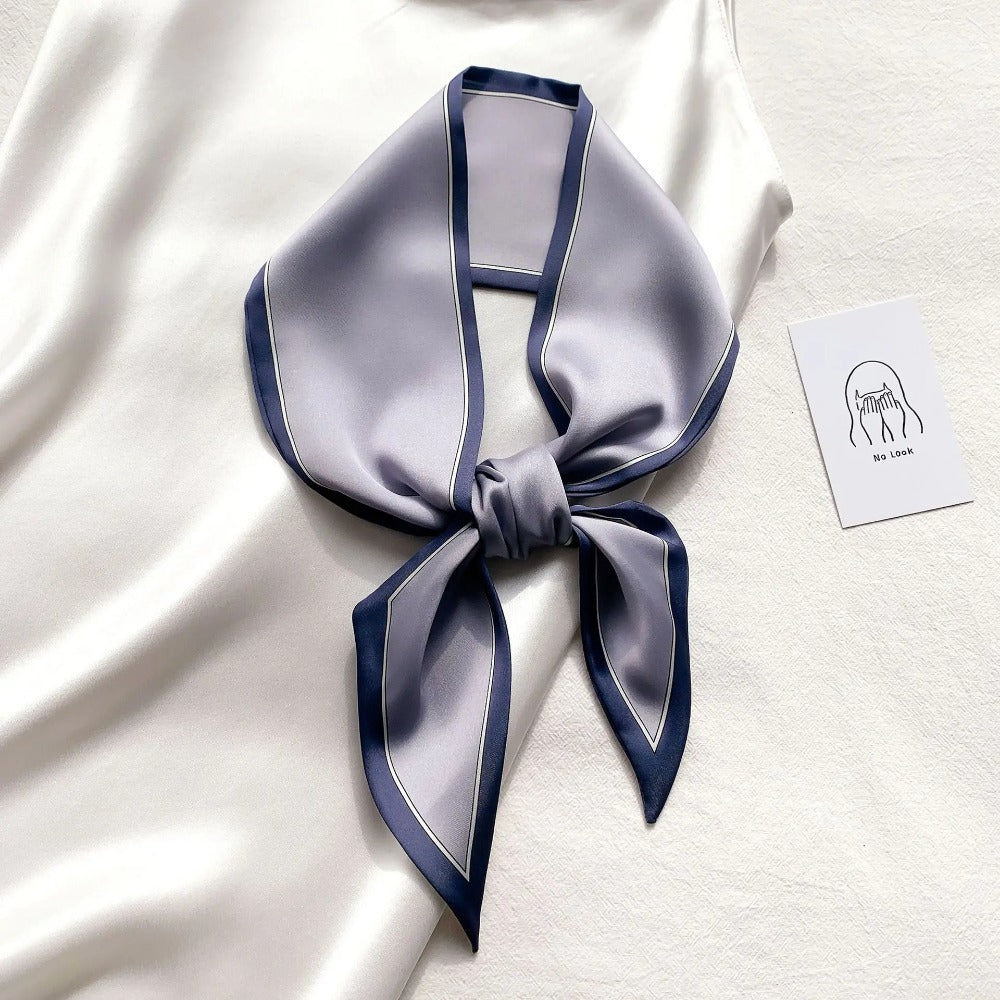Contrast Border Silk-Feel Scarf