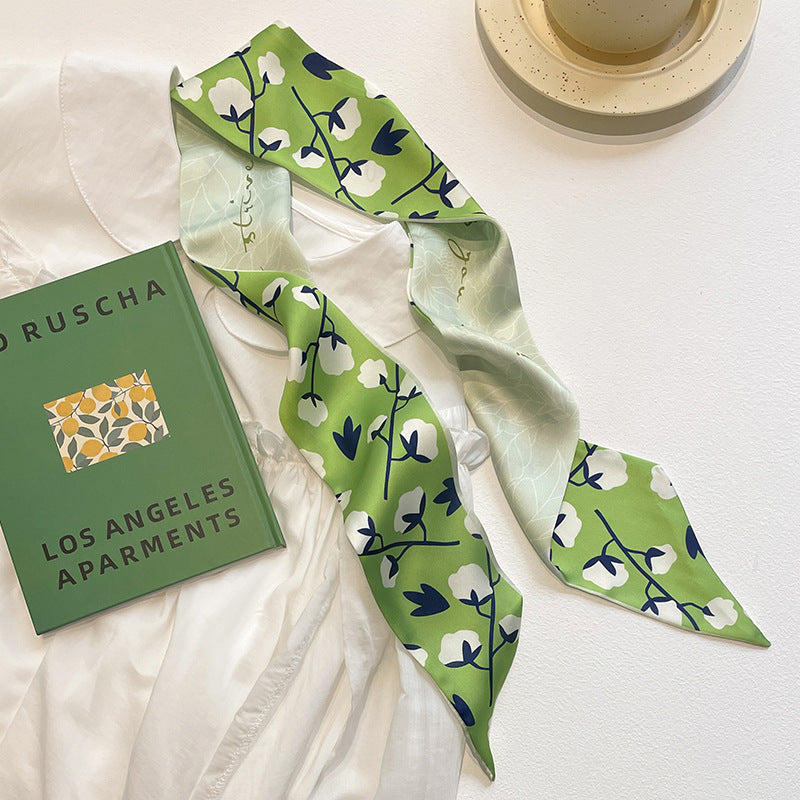 Sage Print Skinny Scarf