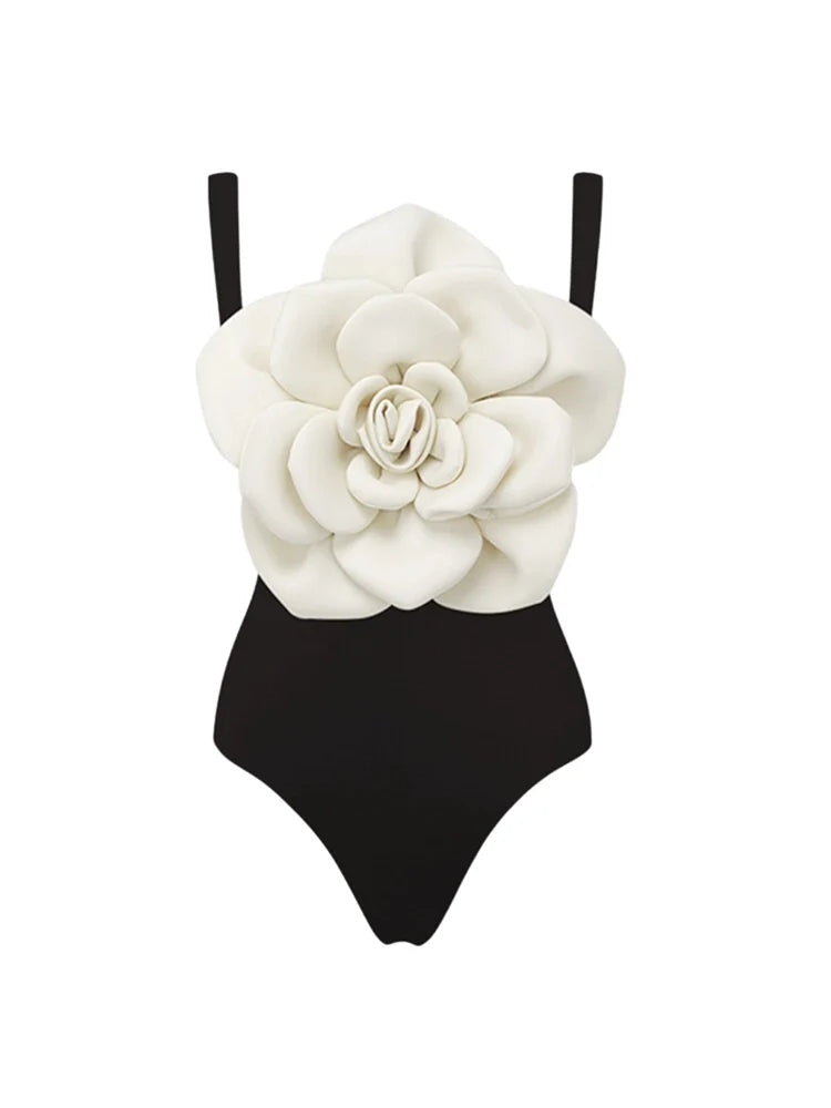 Floral Accent One-Piece Swimsuit Set