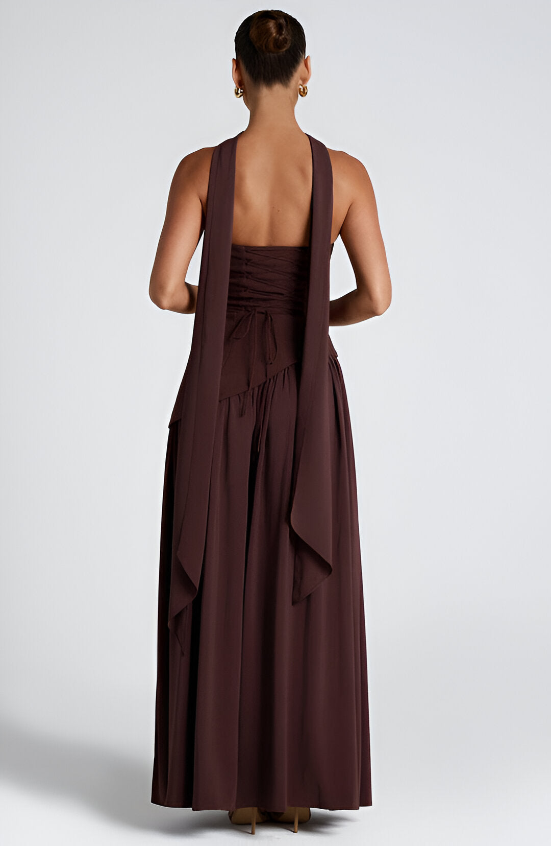 Strapless High Slit Scarf Maxi Dress
