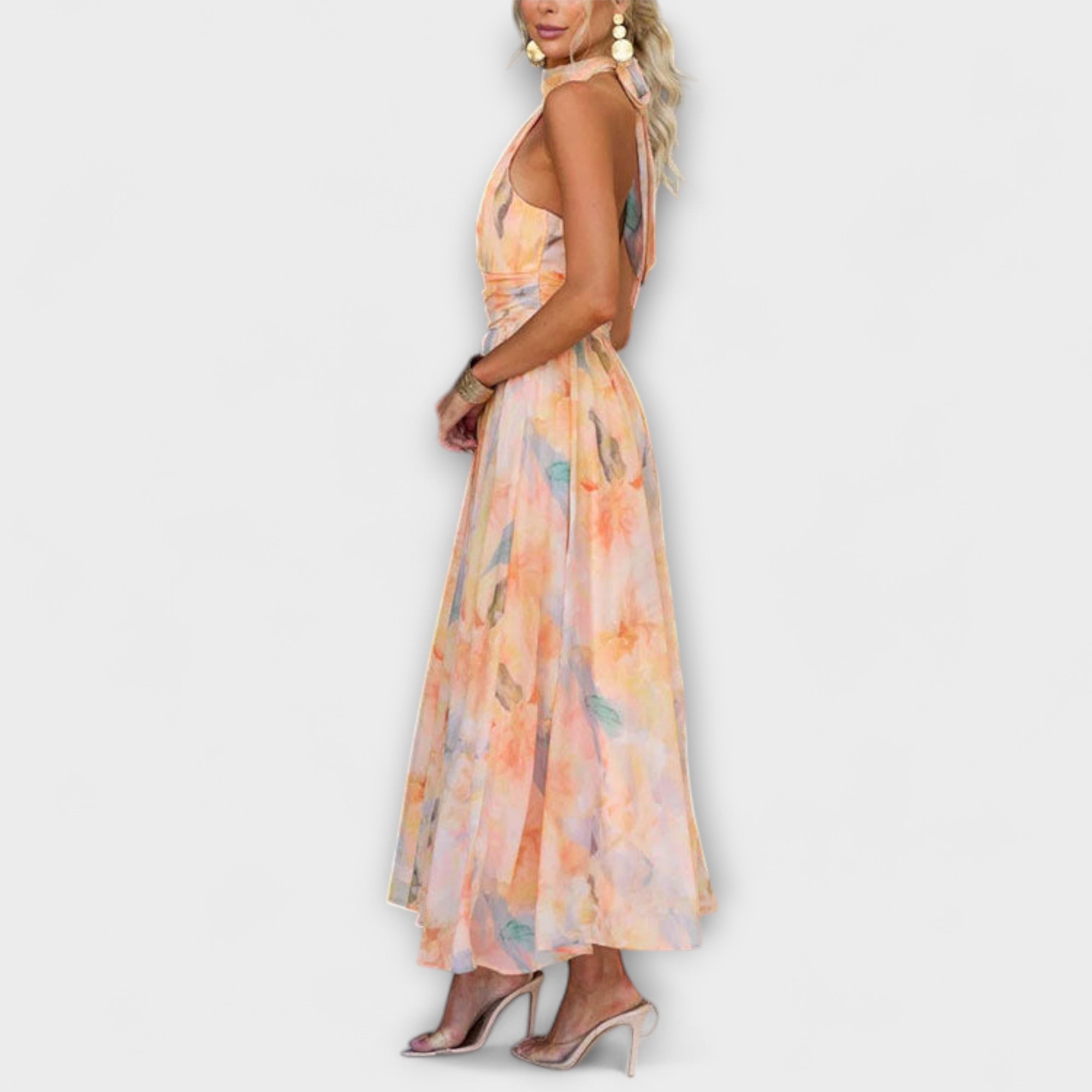 Halter Watercolour Maxi Dress