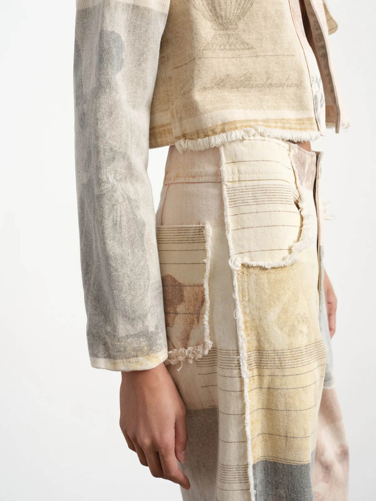 Vintage Print Wide Leg Jeans