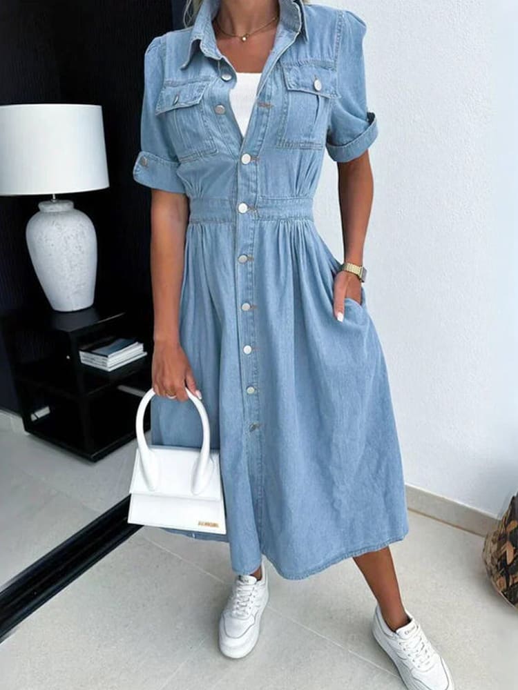 Collared Denim Shirt Dress