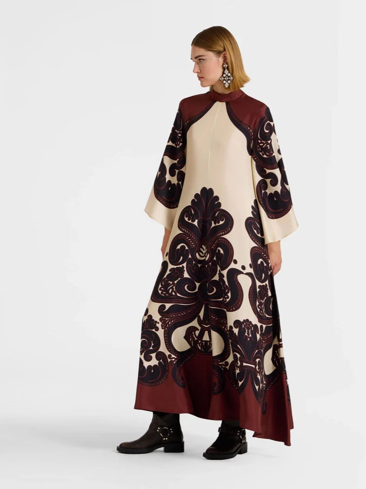 Bell-Cuff Kimono Wrap Dress