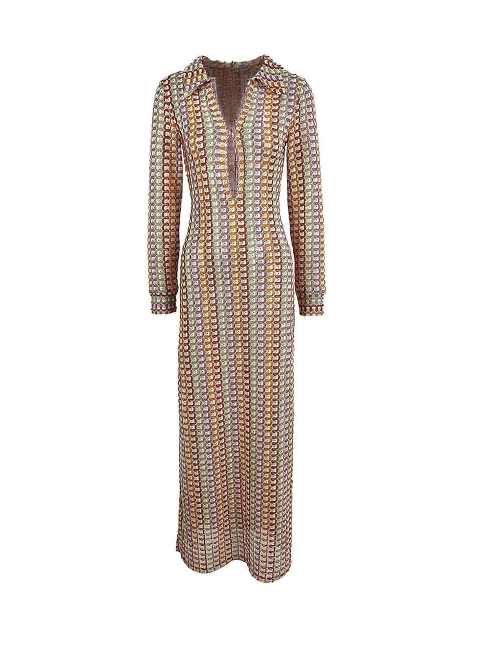 Brown Crochet Split Maxi Dress