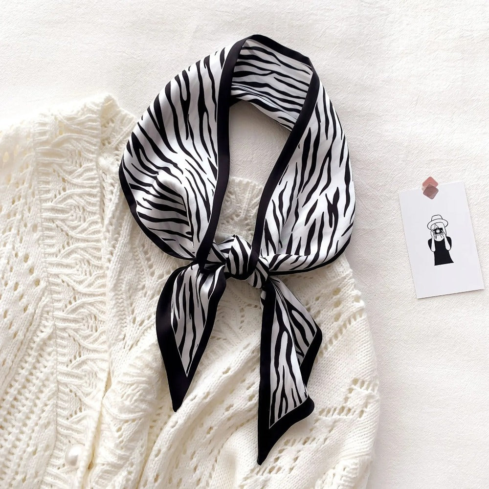 Zebra Print Silk-Feel Scarf
