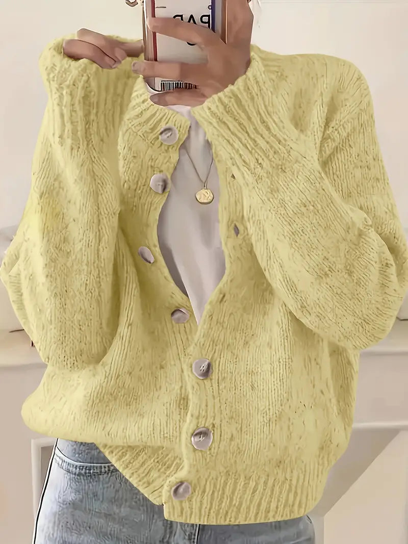 Gold Button Chunky Knit Cardigan