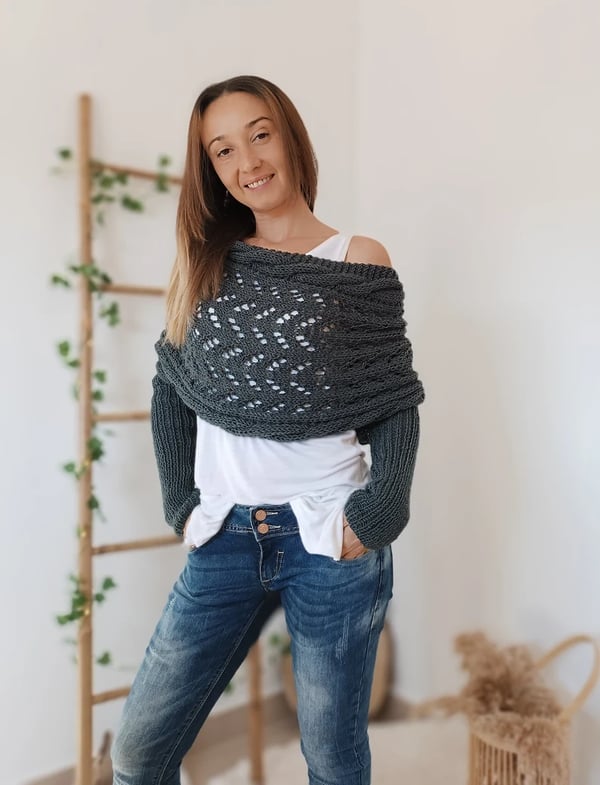 Zenina | Double sleeves shawl scarf