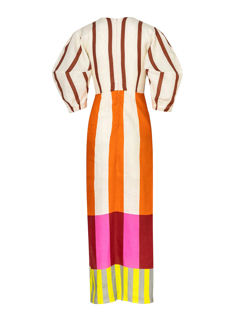 Knot-Front Puff Sleeve Maxi Dress