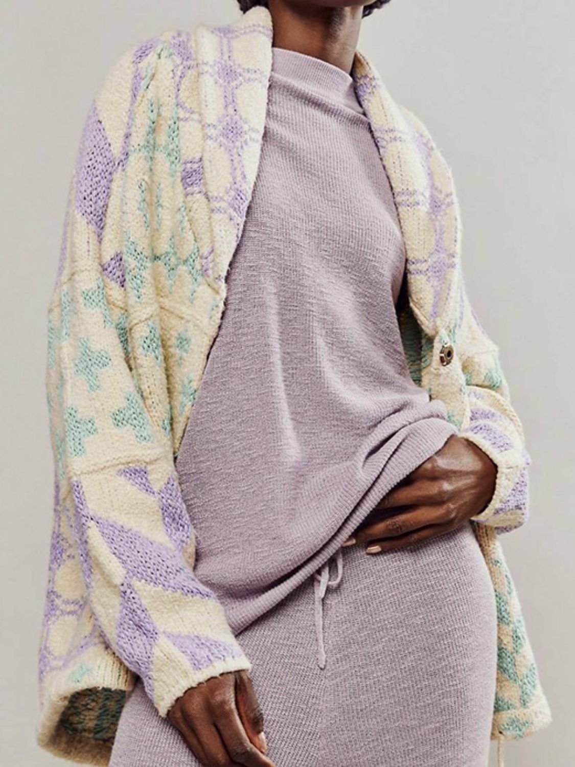 Oversized Jacquard Knit Cardigan