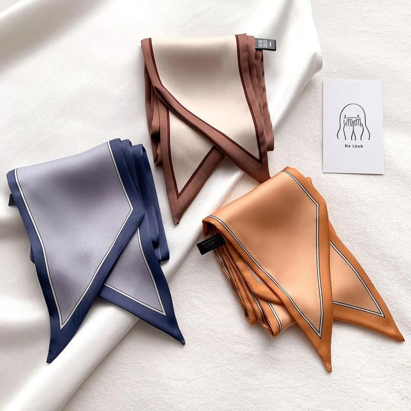 Contrast Border Silk-Feel Scarf