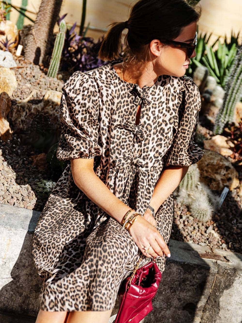 Leopard Print Puff Sleeve Mini