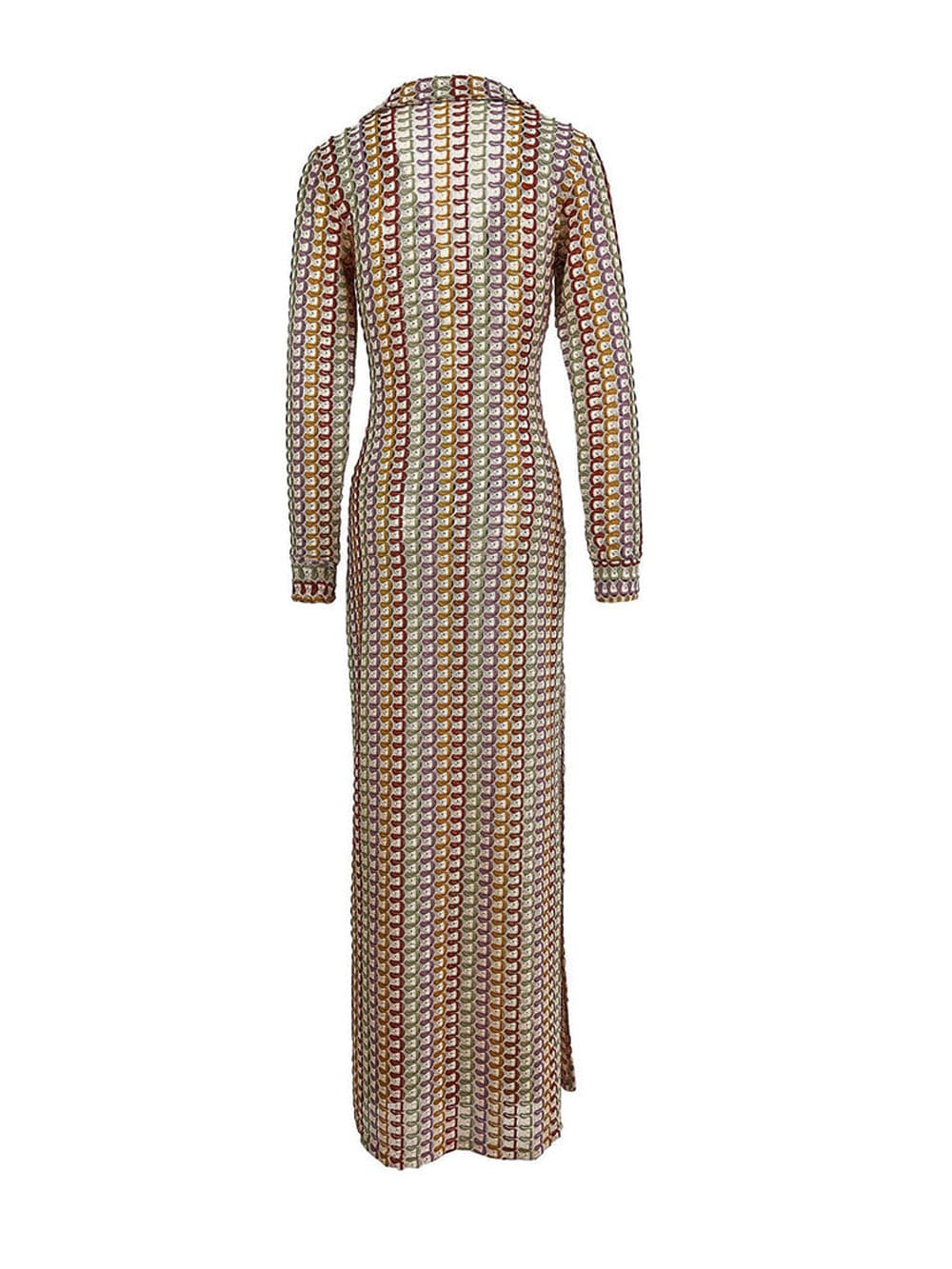 Brown Crochet Split Maxi Dress
