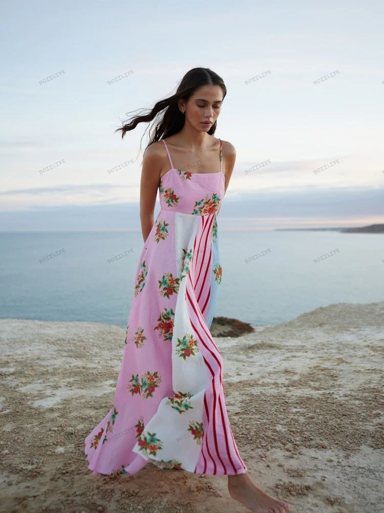 Bold Print A-Line Maxi Dress