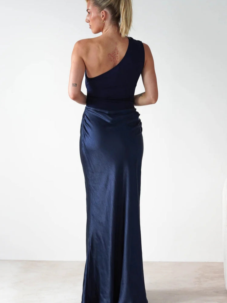 Asymmetric Diagonal Seam Cocktail Dress
