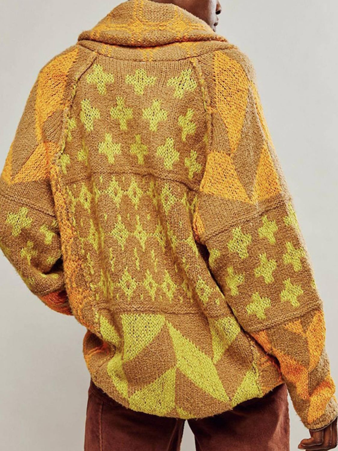Oversized Jacquard Knit Cardigan