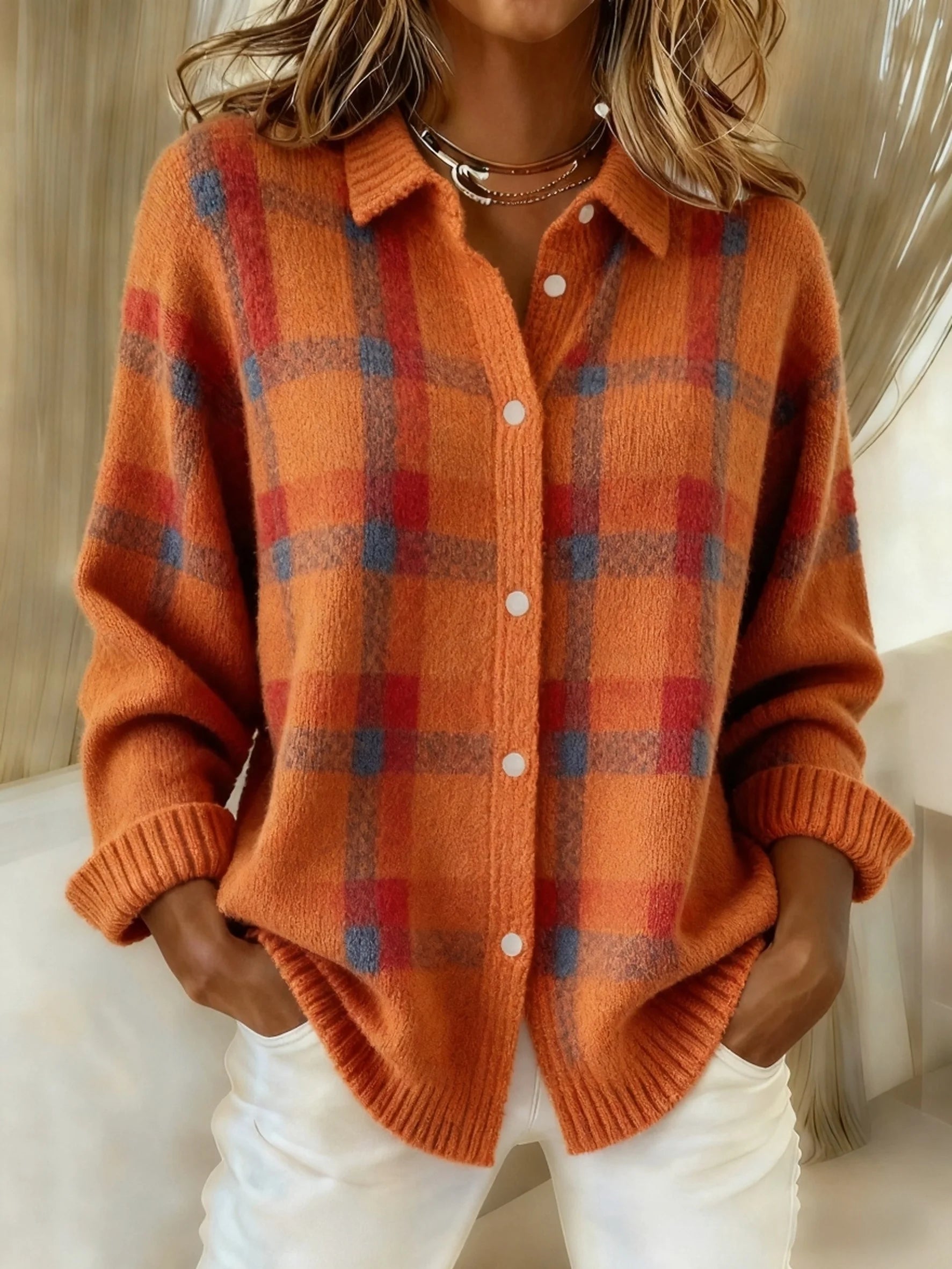 Plaid Knit Cardigan