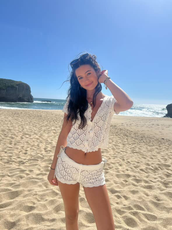 Crochet Button Top & Shorts Set