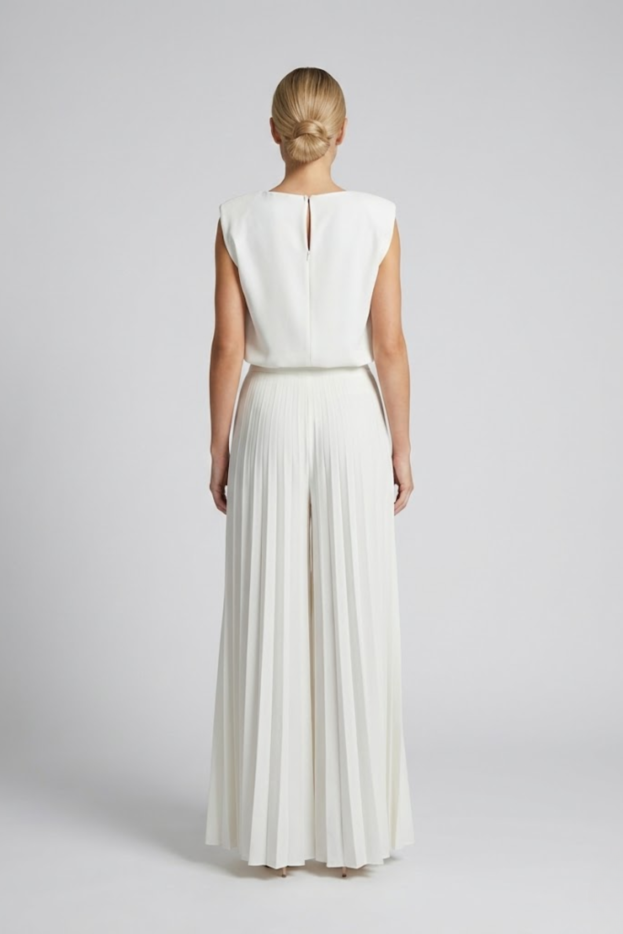 Padded-Shoulder Wide-Leg Trouser Set