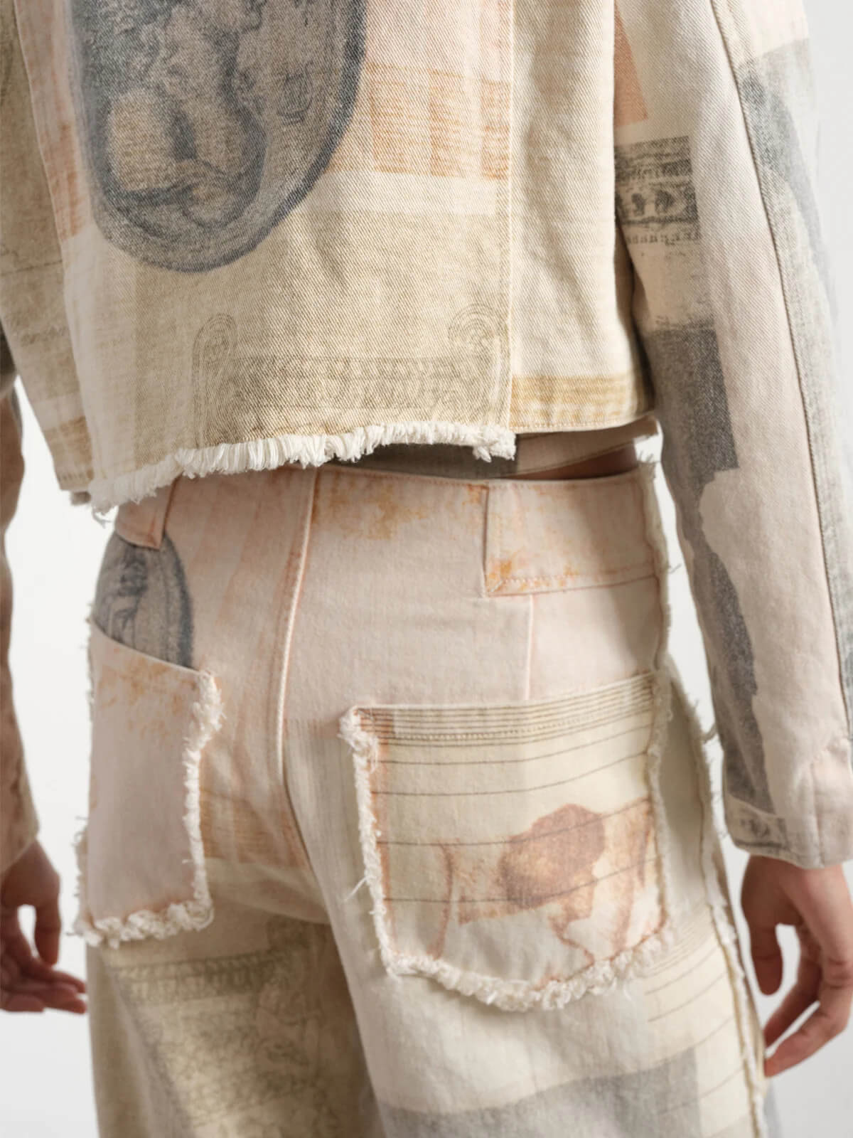 Vintage Print Wide Leg Jeans