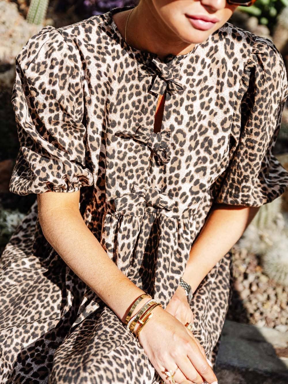 Leopard Print Puff Sleeve Mini