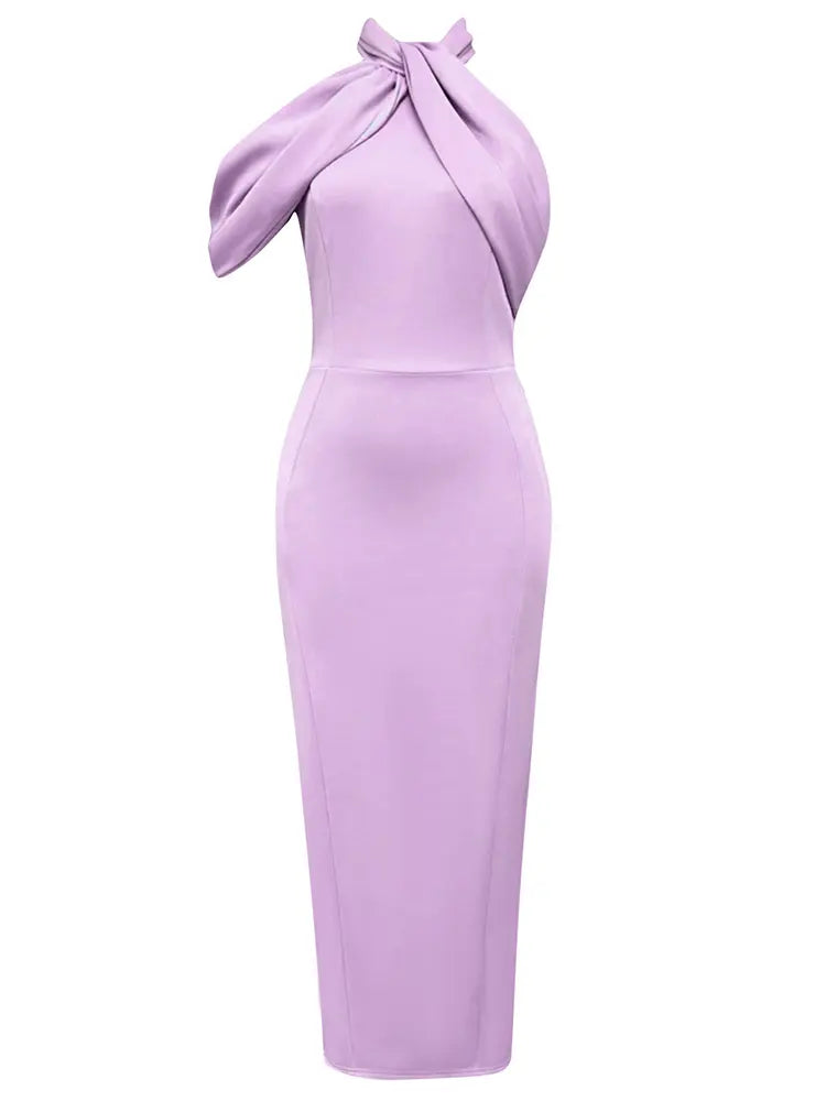 Halter Neck Asymmetrical Dress