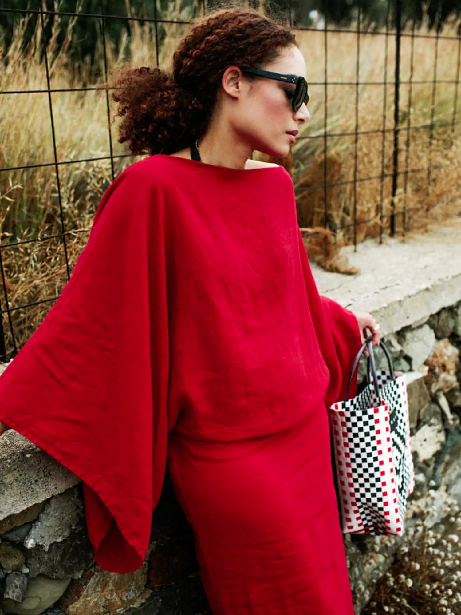 Kimono Style Linen Maxi Dress
