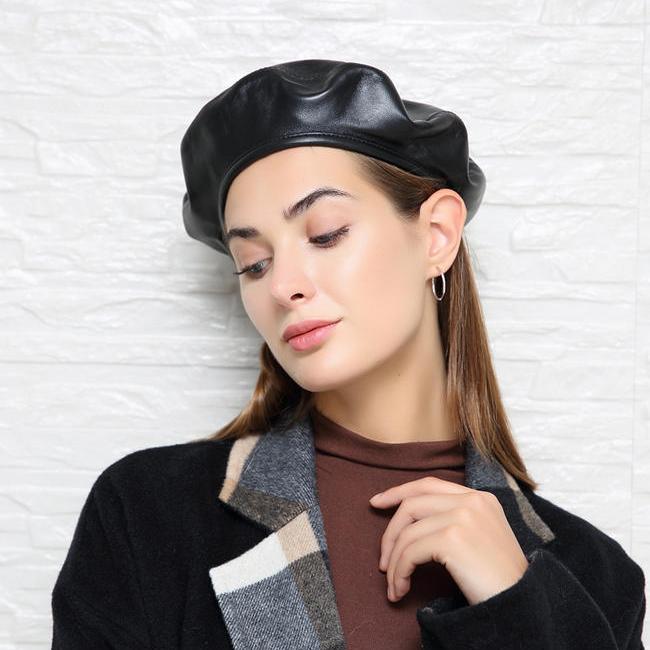 Leather-Look Slouch Beret